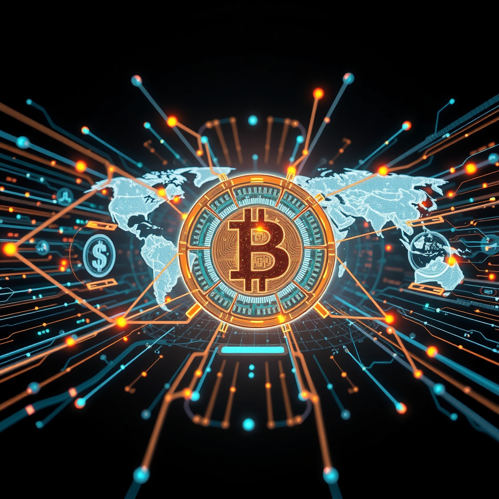 Futuristic vision of USD AI technology showing advanced systems and global financial networks