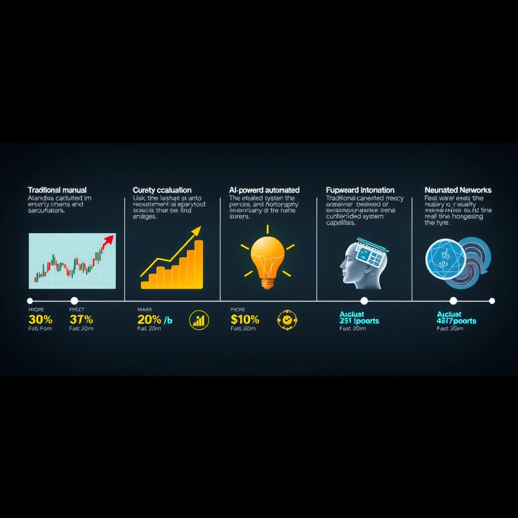 Visual timeline illustration showing the evolution from traditional manual currency analysis with charts and calculators to modern AI-powered automated systems with neural networks and real-time data processing capabilities